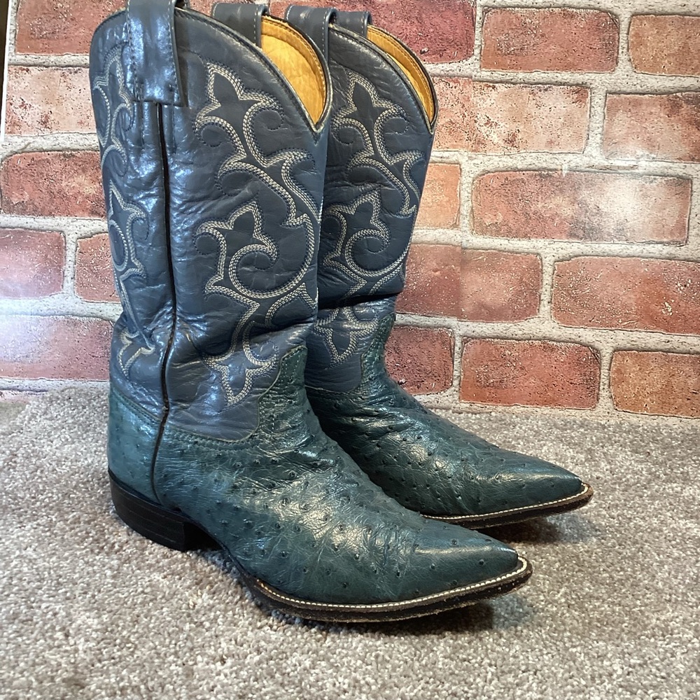 Mexico hand made full quill ostrich cowboy boots youth size 4-5